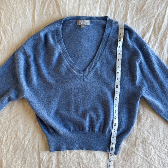 J. Crew Blue Cashmere V-Neck Sweater - Picture 4 of 6